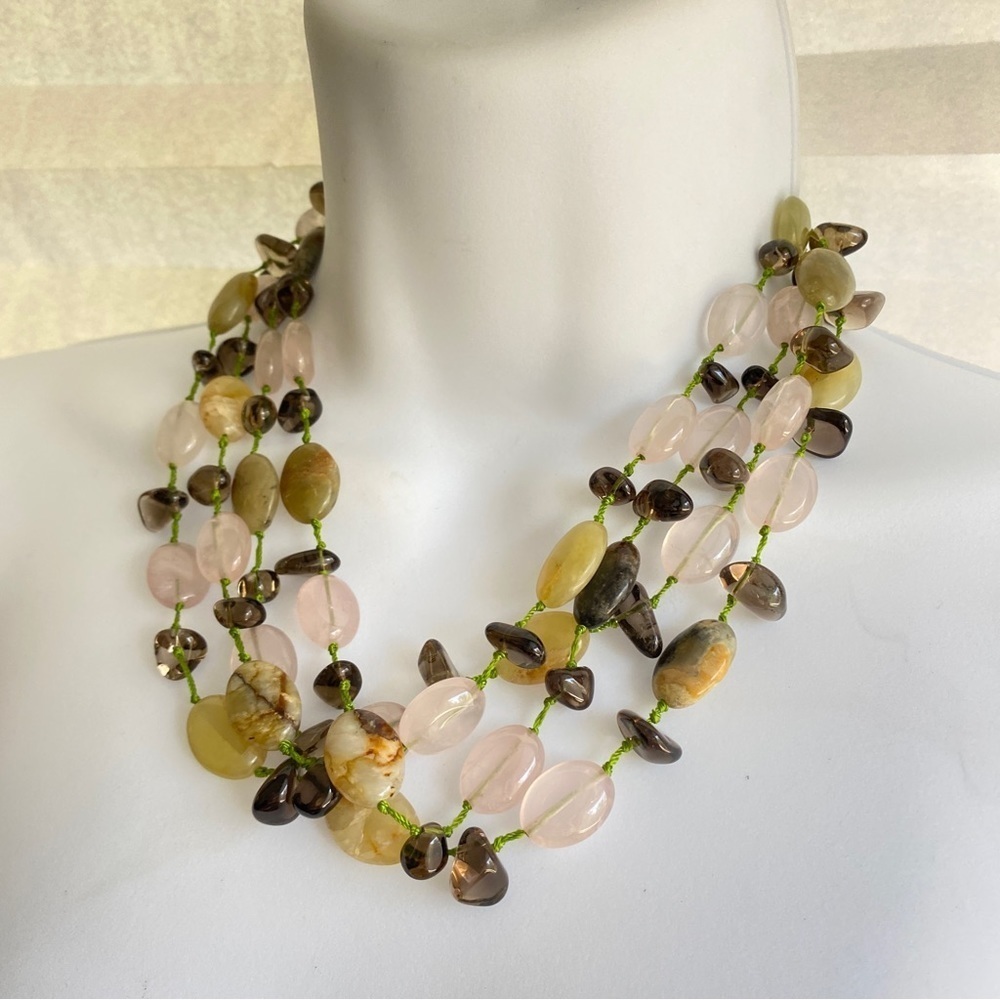 Natural Stone Beads Artisan Made Necklace - Picture 3 of 5